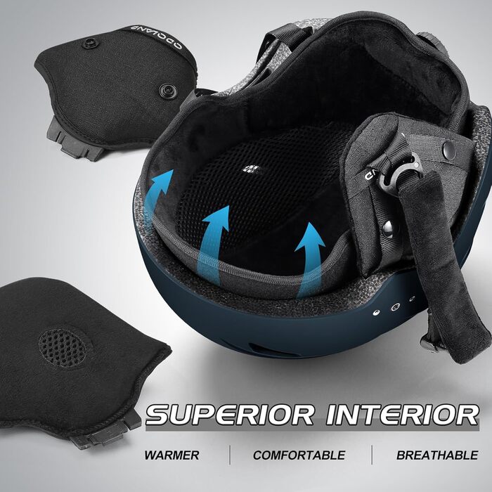 Шолом гірськолижний Odoland для дорослих з візором, темно-синій (55-59 см)