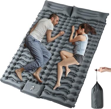 Килимок для кемпінгу YuanDiann 200x140 см на 2 особи, самонадувний, легкий, комфортний, з подушкою та насосом