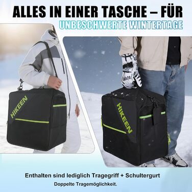 Чохол для лижних черевиків Hikeen з відділенням для шолома: містка сумка для лижних черевиків та шолома з вентиляцією, зручною конструкцією та EVA-вкладкою, з плечовими ременями, об'єм 40L