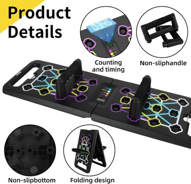 Багатофункціональна дошка для віджимань 24 в 1 з автоматичним лічильником, складаний тренажер для дому та калістеніки, чорний