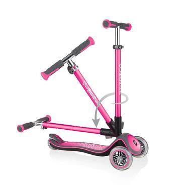 Самокат GLOBBER Elite Roller для дітей від 3 років, 3-колісний, з LED-підсвічуванням рожевого кольору, регульована висота, підшипники ABEC 5