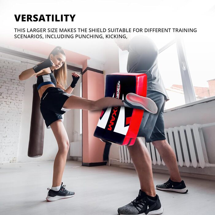 MAXSTRENGTH гелевий ударний щит для кікбоксингу, зігнута лапа для Муай Тай, захист для ударів, тренування з карате та єдиноборств, товщина 8,3 см, чорний/червоний (1 шт.)