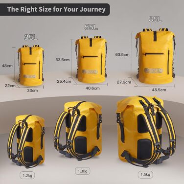 Водонепроникний рюкзак Origem Rolltop 55L: для каякінгу, риболовлі, дайвінгу та повсякденного використання