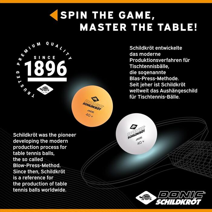 М'яч для настільного тенісу Donic-Schildkröt Jade, поліуретан 40+, білий, помаранчевий або кольоровий мікс, 6, 12, 72 або 144 шт.
