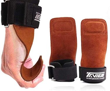 ТAVIEW Преміум фітнес-напульчники для підйому штанги – підтримка хвату, альтернатива рукавичкам, для силових тренувань, кросфіту, підтягувань, станової тяги, коричневі