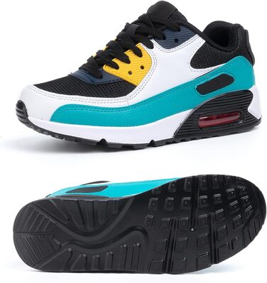 Кросівки для бігу Hitmars: чоловічі та жіночі, з шнурівкою, повітряна подушка, антиковзаючі, комфортні, легкі, для бігу по вулицях, чорно-зелені, розміри EU36-EU47