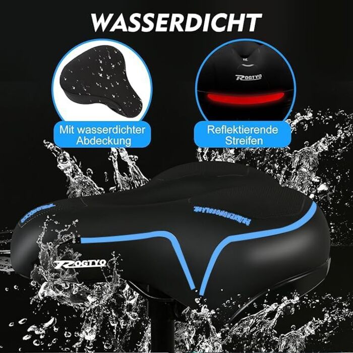 Велосипедне сидіння Pro 2.0: широке, м'яке, комфортне, дихаюче, з пам'яті ефекту та водонепроникним покриттям (блакитне)