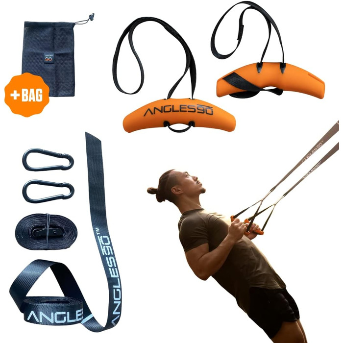 A90 Sling Trainer – Компактний універсальний петльовий тренажер з унікальними функціями для домашнього спортзалу, тренувань на вулиці чи в подорожах, з ручками Angles90, допоміжний для силових вправ та гімнастики