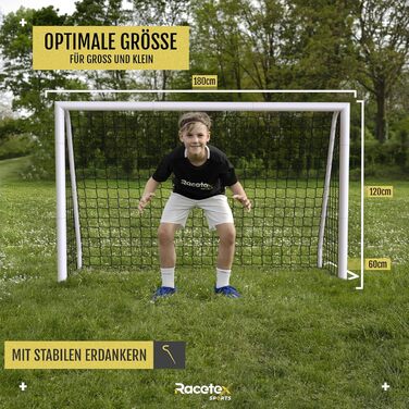 Ворота для футболу в сад для дітей та дорослих [ЕНОРМНО МІЦНІ] - Дитячі футбольні ворота зі сталевим каркасом - Ворота для футболу з нержавіючими анкерами - Ворота для саду 180x120 (см)