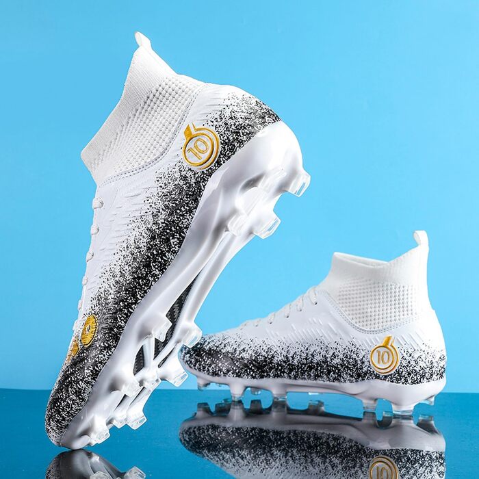 Чоловічі футбольні бутси хай-топ на штучному газоні, професійні кросівки для легкої атлетики, спортивні бутси для підлітків, розмір 41 1/3 EU, білий колір