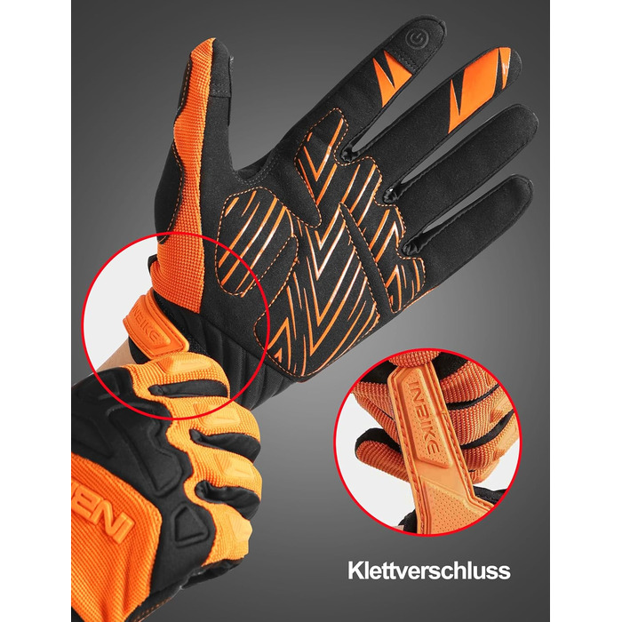 Рукавички INBIKE TB для офроуду: повний захист, підкладки з TPR, SCR-підкладка для гнучкості (Оранжевий, L)