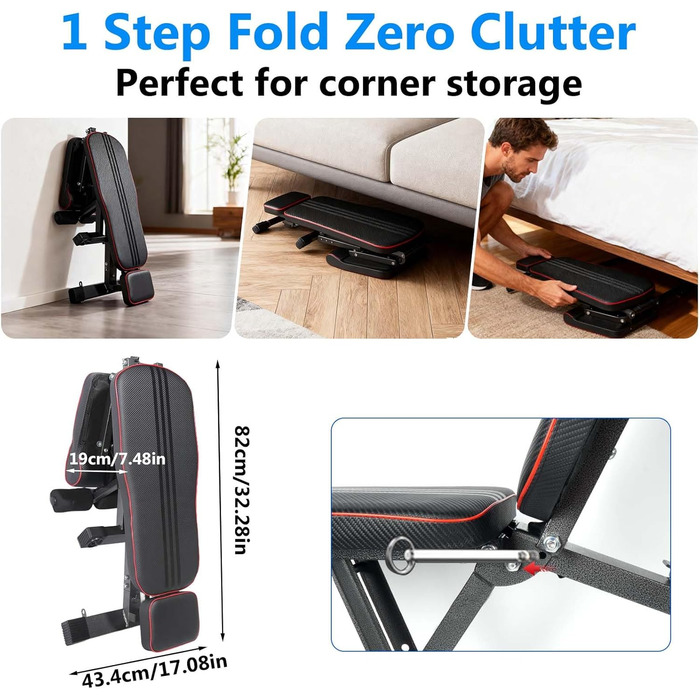 Складана лава для тренувань Hantelbank, 300 кг, регульована, багатофункціональна, для всього тіла