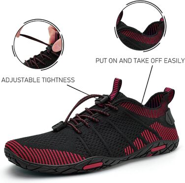 Водні черевики WateLves для чоловіків та жінок, шкарпетки для плавання, аквашузи для серфінгу, дайвінгу, фітнесу, чорний/червоний, 43 EU