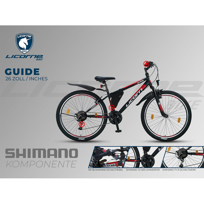 Гірський велосипед Licorne Bike Premium 26 дюймів, 21 швидкість, для дівчат, хлопців, чоловіків і жінок