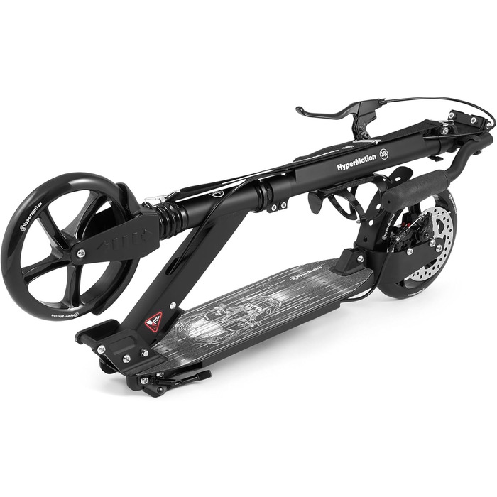 Самокат дитячий та підлітковий HyperMotion Vibe алюмінієвий, до 100 кг, складний, з регульованим кермом, колеса 200 мм, підшипники ABEC-7, чорний з дизайном черепа