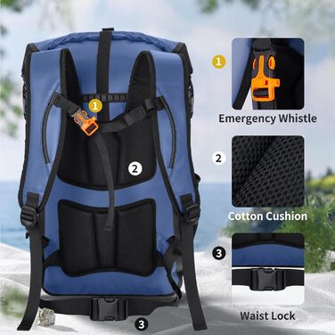 Водонепроникний рюкзак 40L Dry Ferm Bag для пляжу та подорожей (Блакитний)