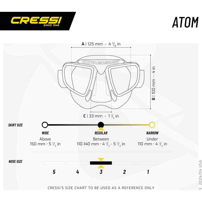Маска для фрідайвінгу Cressi Atom UNI Blue Metal/Black - професійна маска для підводного полювання