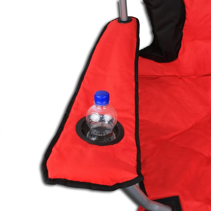 Кемпінговий стілець складний, розкладний, до 120 кг, з сумкою-холодильником (червоний, чорний)