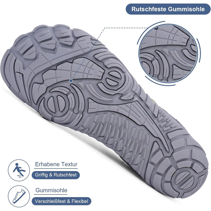 Взуття для бігу Barfuß (Barfußschuhe) жіноче/чоловіче, трейлраннінг, дихаючі, з нульовим перепадом, розмір 43 EU, темно-сіре