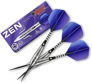 Дартс-набір Shot! Zen Budo 80% вольфраму, професійні дротики зі сталевим вістрям, вироблені в Новій Зеландії, з дизайнерськими хвостовиками