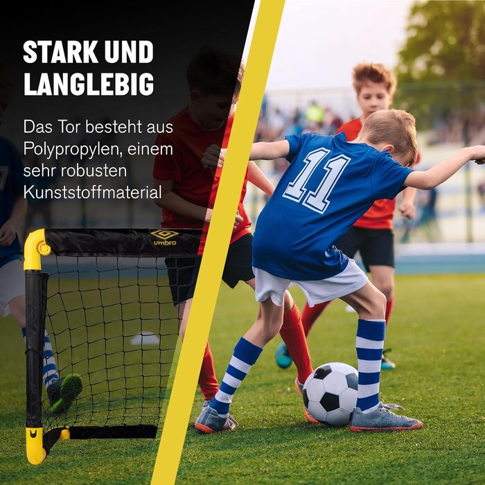 Дитячі футбольні ворота Umbro 50x44 см, складані, для саду, чорні/жовті, 1 шт. – футбольне тренувальне обладнання для дому та вулиці