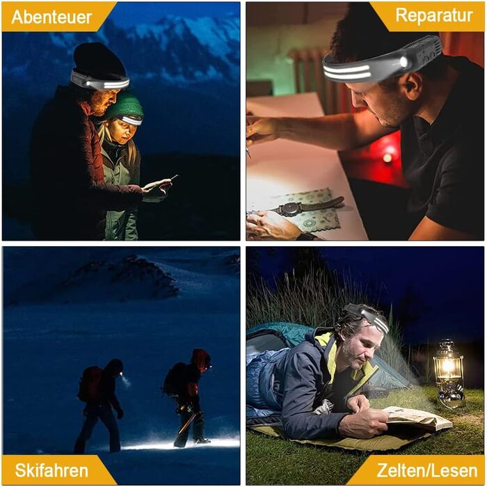 Фронтальний ліхтар GSY LED з перезаряджанням, 2 COB LED, 1000 люмен, сенсор, вологостійкий, 230° світловий потік