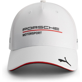 Кепка PUMA Porsche Motorsport з вигнутим козирком та логотипами Porsche Motorsport та спонсорів (біла)