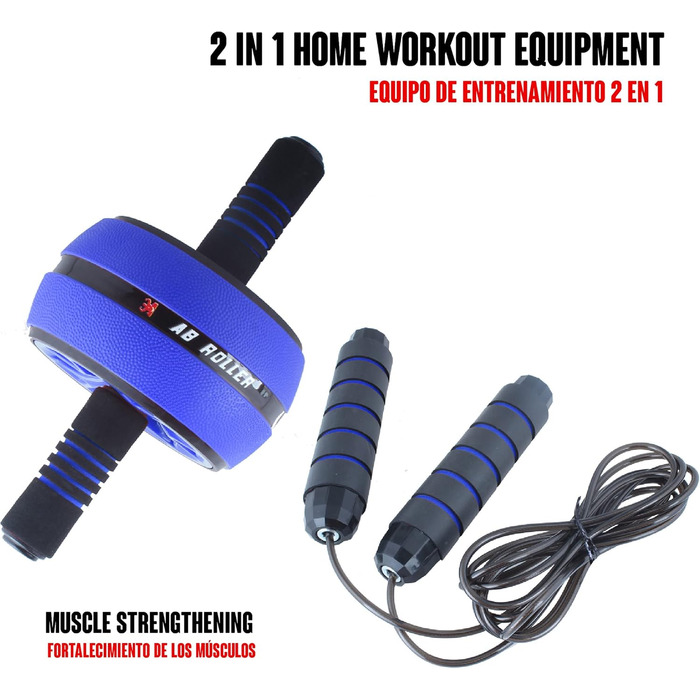 Набір для дому Calma Dragon 2 в 1: ролер для пресу та скакалка. Фітнес-тренажер для дому (блакитний)