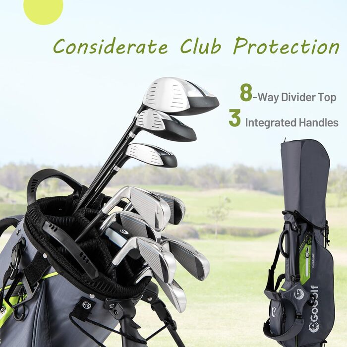 Сумка для гольфу LIFEZEAL: легка, з 8 верхніми відділеннями та 5 кишенями на блискавці, з тримачем для парасольки, водонепроникна, з регульованим плечовим ременем (сіра)