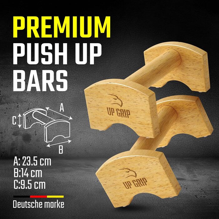 Дерев'яні бруси Up Grip для віджимань і стійки на руках, паралетси для дому та вулиці, нековзні, для каллістеніки та тренувань з вагою тіла, щадні для суглобів