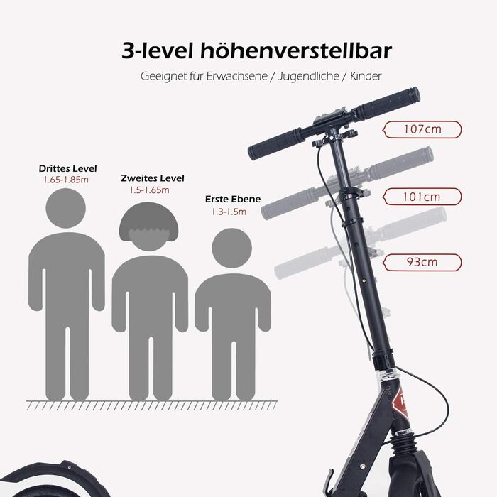Скутер ISE Roller 200mm з великим колесом, подвійним гальмом та амортизацією. Розкладний міський скутер для дорослих та дітей, регульована висота до 100 кг, з ремінним ременем та ручним гальмом (дизайн 'Зоряне небо')