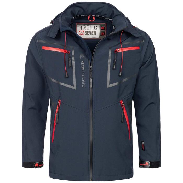 Чоловіча куртка Softshell водонепроникна outdoor з флісовою підкладкою, дихаюча функціональна куртка AS088, XL, темно-синя (Navy)