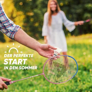 Набір для бадмінтона Apollo Match Pro 400: ракетки для дітей та дорослих, легкі алюмінієві ракетки, комплект з сумкою (блакитно-рожевий)