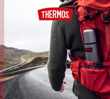 Термос пляшка Thermos Light & Compact 0,75 л, сталева ізоляційна фляга сірого кольору з чашкою, зберігає тепло 18 год/холод 24 год, не пропускає рідину, без BPA, можна мити в посудомийці
