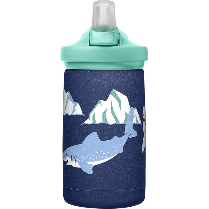 Дитяча вакуумна термобутилка CamelBak Eddy+ 350 мл з нержавіючої сталі, малюнок Полярні Акули, для води