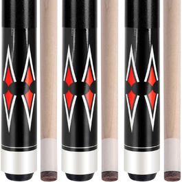 AKLOT Більярдний кий, набір 3 шт., канадський клен, 147.3 см, змішана вага