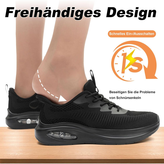 Жіночі кросівки ZYEN для широкої стопи, дихаючі спортивні кросівки, легкі та зручні бігові кросівки, снікерси для тренувань у фітнес-клубі (39 EU, чорний)