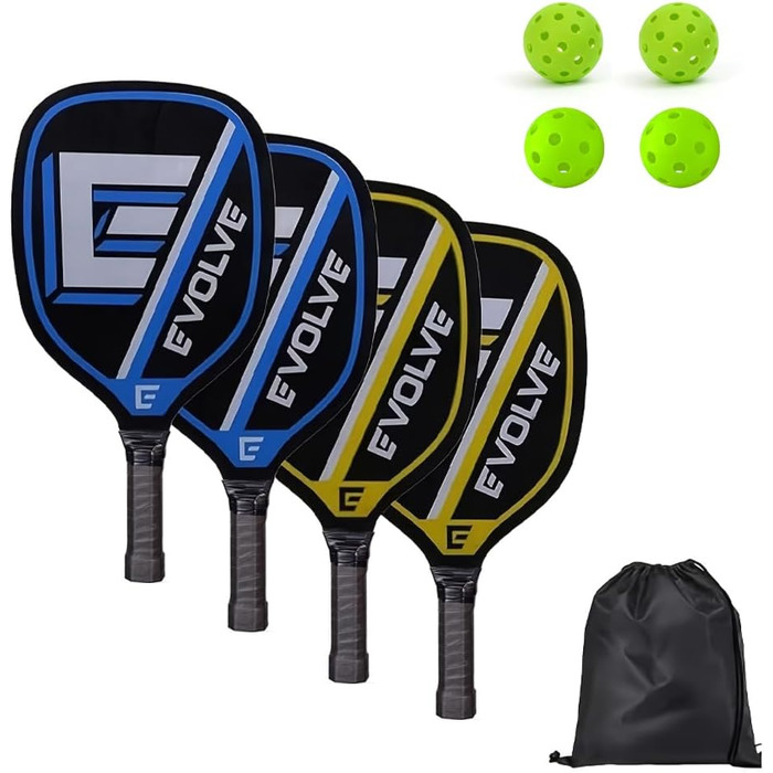 Набір ракет для піклболу: 4 ракетки, 4 м'ячі, сумка. Підходить для початківців та гри в приміщенні/на вулиці