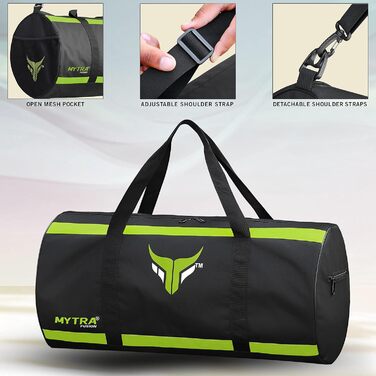 Mytra Fusion спортивна сумка для тренувань з регульованим плечовим ременем, для чоловіків і жінок, дорожня, спортивна, чорна/зелена