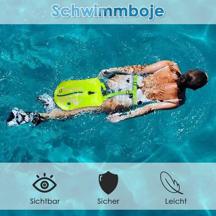 Герметична сумка-буй для плавання Eyein 20L, водонепроникний Dry Bag з ременем для триатлону, каякінгу та снорклінгу, жовтий