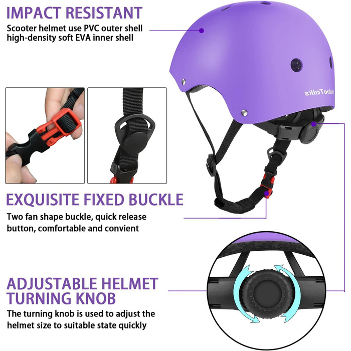 Набір наколінників та шолома для дітей: ролики, скейтборд, велосипед, ролики. Violett