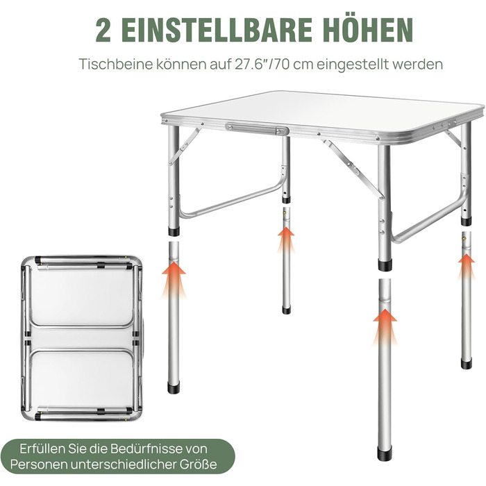 Складний кемпінговий стіл 3FT для пікніка та відпочинку на природі (75x55x33 см), вантажопідйомність 30 кг, сітчаста полиця