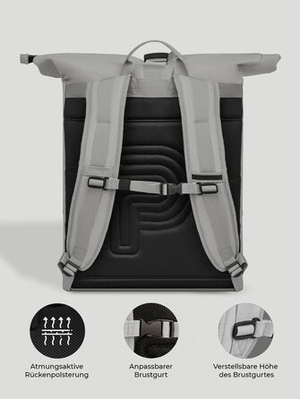 Рюкзак Pactastic Rolltop 70 л, водостійкий, для ноутбука, розширюваний, веганський матеріал, ручна поклажа