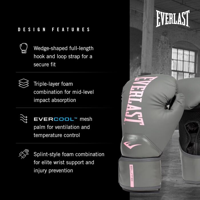 Боксерські рукавички Everlast Elite 2 для спарингу та тренувань з мішком, клямки, ергономічний захват, піна розділеної структури, оригінальні Everlast