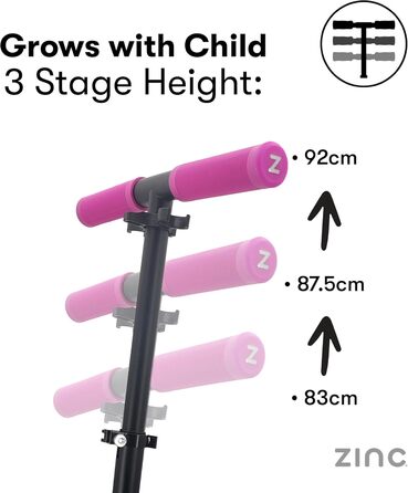Самокат дитячий Zinc Big Wheel Pink/Black для дітей від 6 років, складаний, колеса 200мм, гальмо, до 100 кг