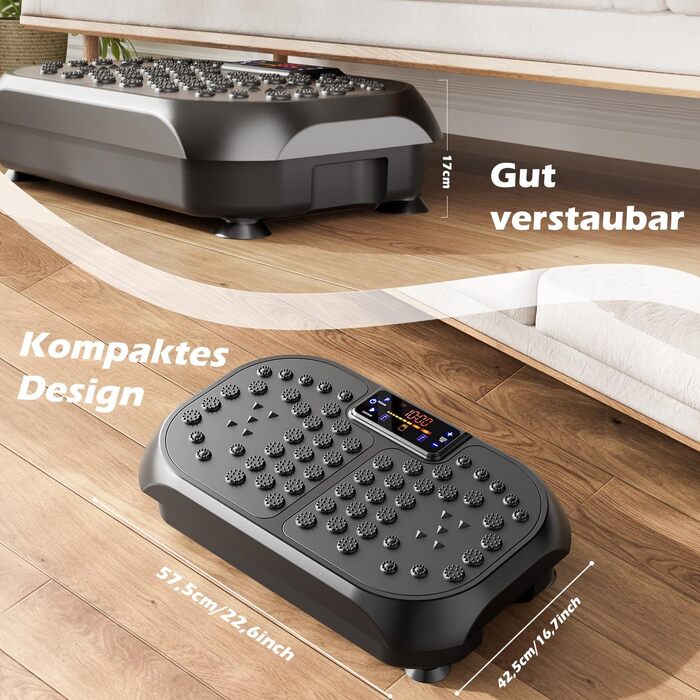 Віброплатформа для фітнесу Sport: 6 програм, для схуднення, м'язів, всього тіла, чорна (51x30.5x12.5 см)