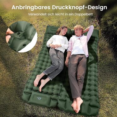 Каремат самонадувний туристичний Tuocal Isomatte, 9 см, Ultralight, з подушкою та насосом, Anti-Ripstop, для кемпінгу, подорожей, намету (Армійний зелений)