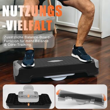 Степер для дому DH FitLife — Регульована платформа для аеробіки та фітнесу (10/15 см), степ-платформа для тренування балансу та координації