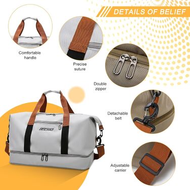 Спортивна сумка Lafo: дорожня, для тренажерного залу, з відділенням для взуття та мокрих речей, сіра