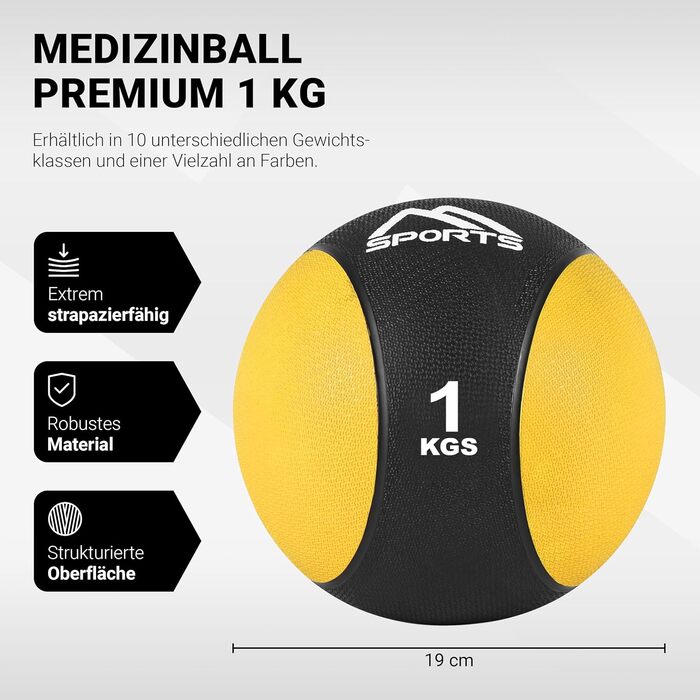 М'яч для фітнесу MSports 1-10 кг - професійний, з постер-інструкцією